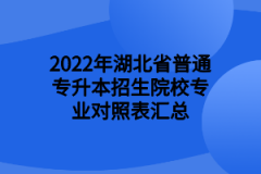 2022年湖北省普通专升本招生院校专业对照表汇总