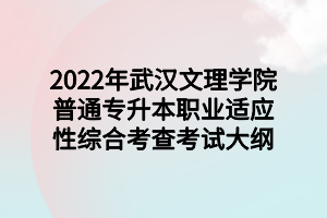 2022年武汉文理学院普通专升本职业适应性综合考查考试大纲