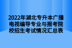 2022年湖北专升本广播电视学专业与报考院校招生考试情况汇总表