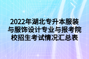 2022年湖北专升本服装与服饰设计专业与报考院校招生考试情况汇总表