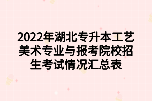 2022年湖北专升本工艺美术专业与报考院校招生考试情况汇总表