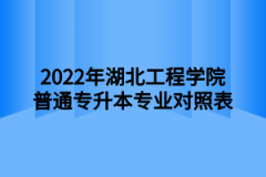 2022年湖北工程学院普通专升本专业对照表