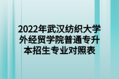 2022年武汉纺织大学外经贸学院普通专升本招生专业对照表