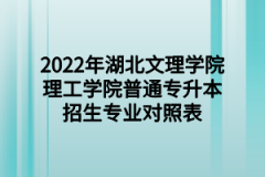 2022年湖北文理学院理工学院普通专升本招生专业对照表