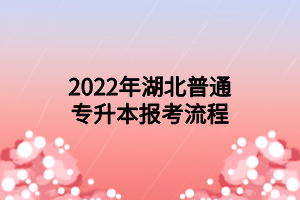 2022年湖北普通专升本报考流程