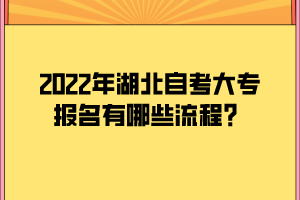 2022年湖北自考大专报名有哪些流程？