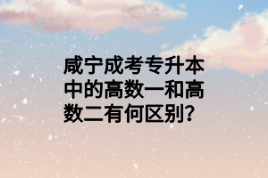 咸宁成考专升本中的高数一和高数二有何区别？